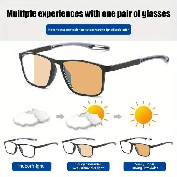 2025 New Sports Sun Reading Ultralight Photochromic Reading Glasses