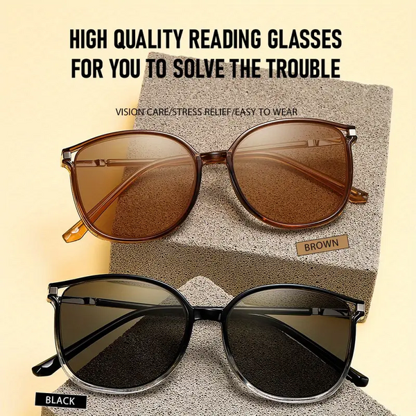2025 New Women's Large Frame Photochromic Reading Glasses