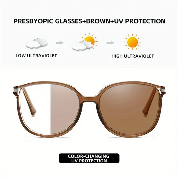 2025 New Women's Large Frame Photochromic Reading Glasses