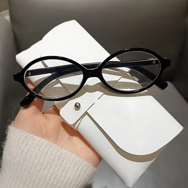 Women's retro leopard print oval reading glasses with blue light protection