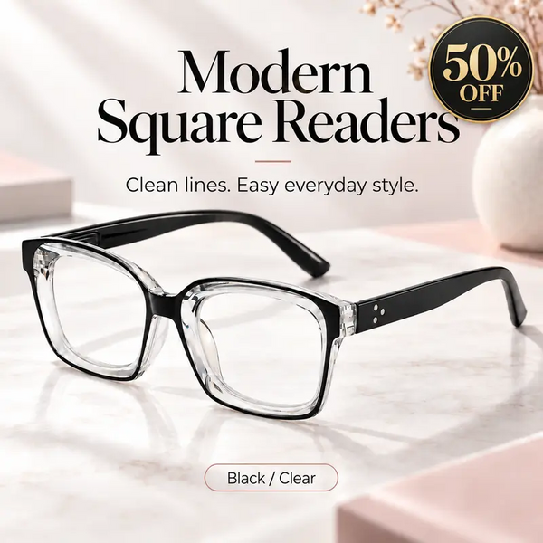 2026 New Universal Square Frame Photochromic Reading Glasses with Blue Light Protection