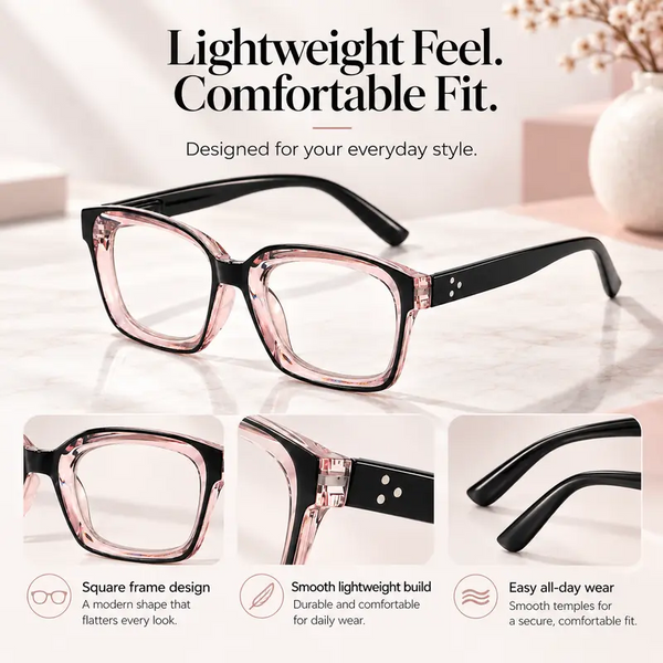 2026 New Universal Square Frame Photochromic Reading Glasses with Blue Light Protection
