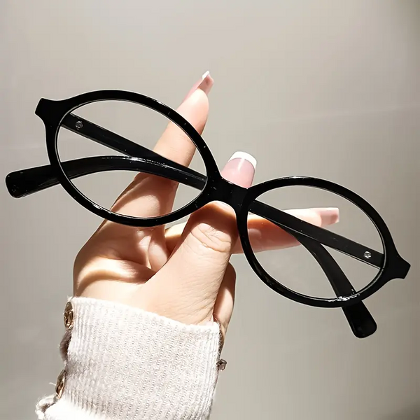 Women's retro leopard print oval reading glasses with blue light protection
