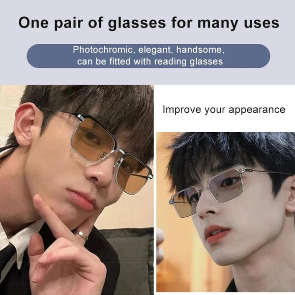 [Photochromic day and night use] Anti-blue light reading glasses